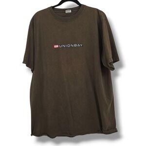 Unionbay Vintage T-Shirt Logo Graphic Cotton Casual Everyday Wear Brown Large